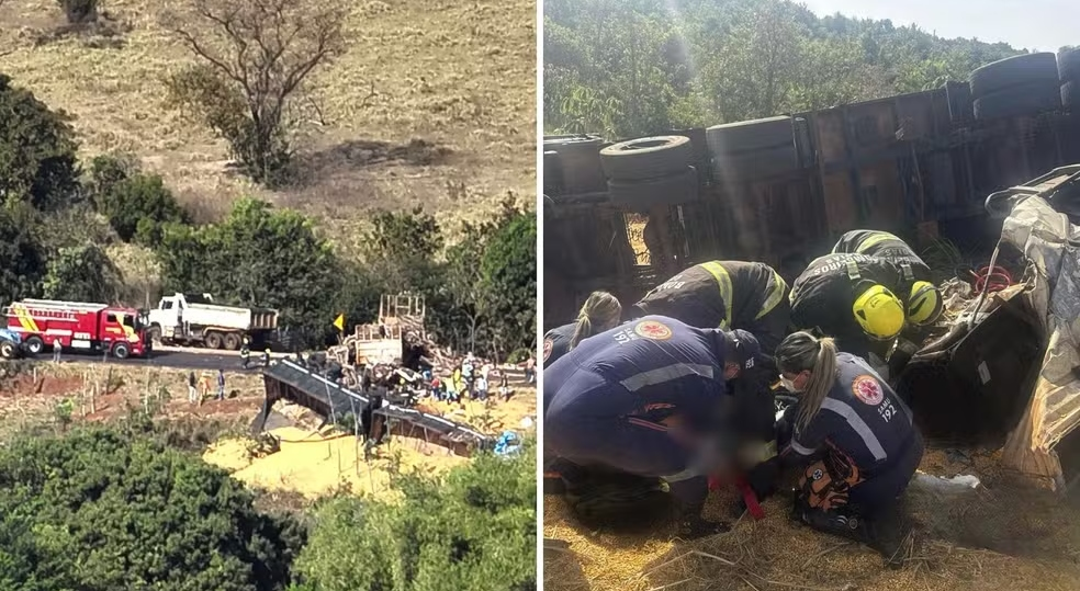 Acidente na GO-164 envolvendo 5 veículos deixa 2 mortos e 3 feridos