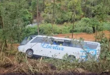 Ônibus cai em ribanceira na BR-262/MG, em Manhuaçu, e deixa 30 feridos Ônibus cai em ribanceira na BR-262/MG, em Manhuaçu, e deixa 30 feridos