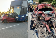 Colisão frontal entre ônibus e carro na BR-116/CE mata duas pessoas, em Pacajus Colisão frontal entre ônibus e carro na BR-116/CE mata duas pessoas, em Pacajus