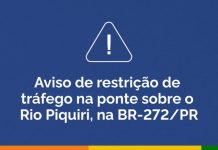 BR-272/PR tem tráfego totalmente interditado na ponte sobre o Rio Piquiri BR-272/PR tem tráfego totalmente interditado na ponte sobre o Rio Piquiri
