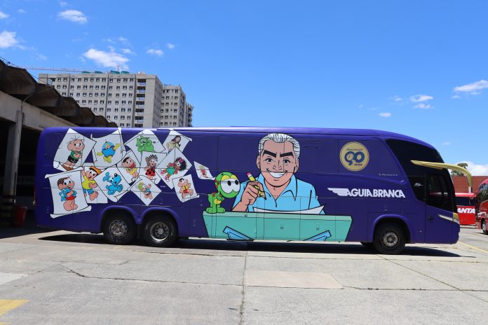 Viação Águia Branca homenageia os 90 anos de Mauricio de Sousa com novo ônibus temático