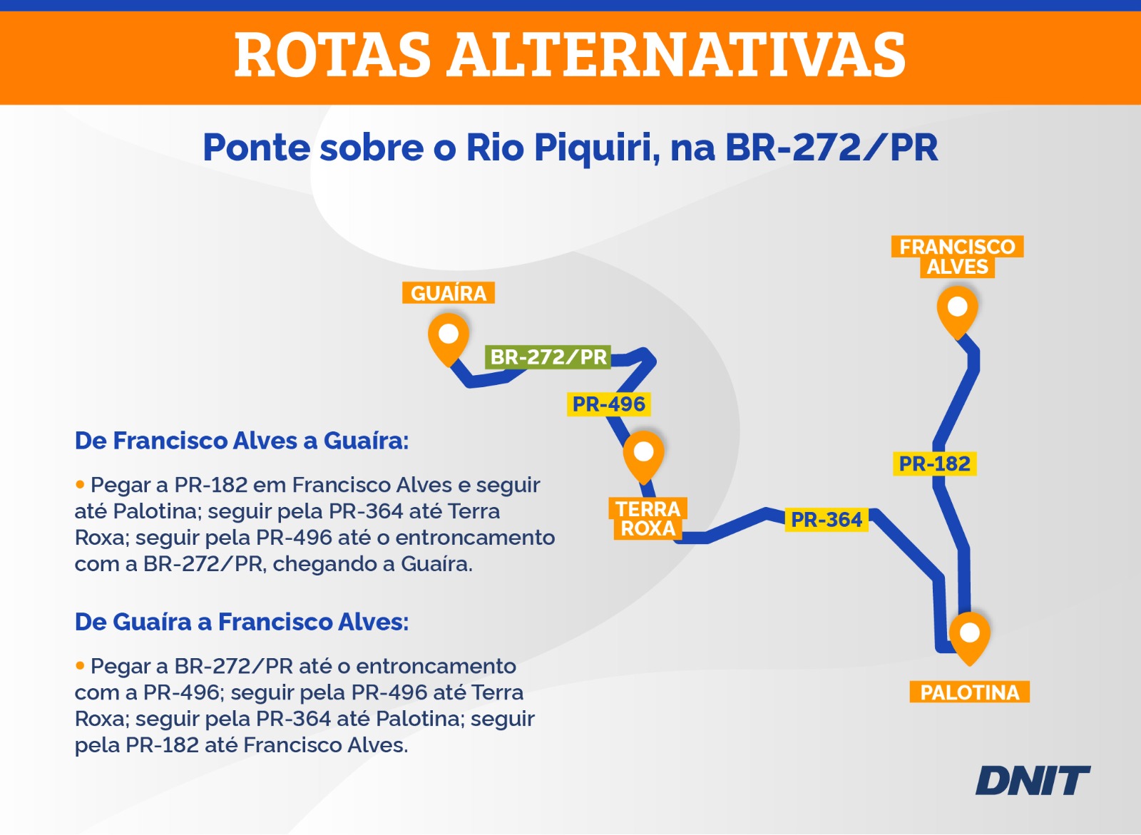 BR-272/PR tem tráfego totalmente interditado na ponte sobre o Rio Piquiri