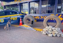 Caminhoneiro é preso na BR-364/MT, com 65 kg de drogas escondidas em estepes Caminhoneiro é preso na BR-364/MT, com 65 kg de drogas escondidas em estepes