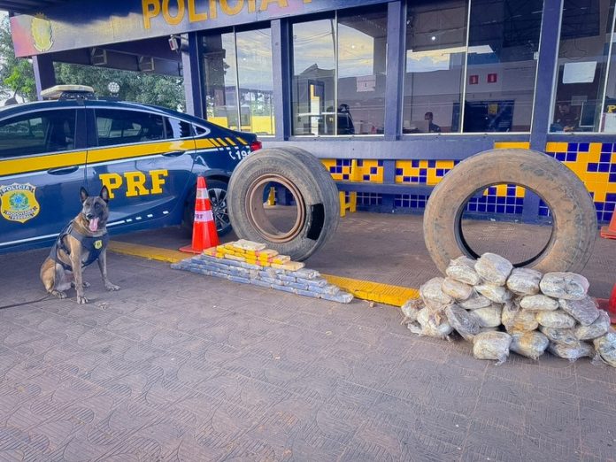 Caminhoneiro é preso na BR-364/MT, com 65 kg de drogas escondidas em estepes