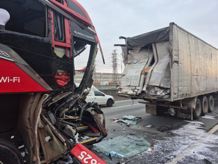 Ônibus da Santa Cruz colide na traseira de carreta e motorista morre na BR-381/MG Ônibus da Santa Cruz colide na traseira de carreta e motorista morre na BR-381/MG