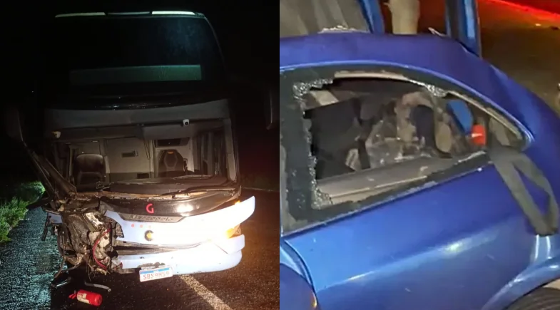 Ônibus da Guanabara colide com carro na BR-222/CE e deixa 1 morto, em Tianguá