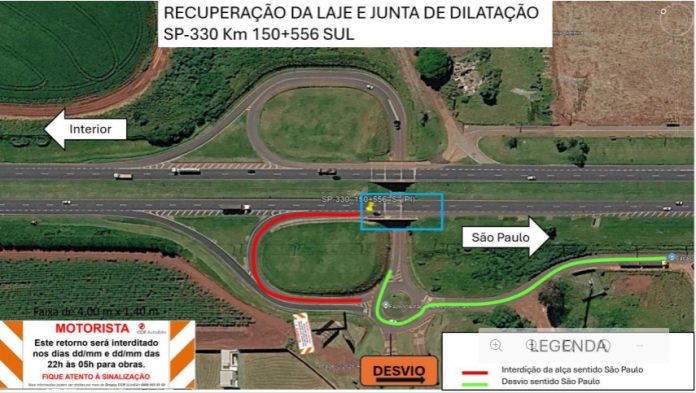 Reparo em viaduto na Via Anhanguera altera tráfego, neste sábado (30), em Limeira (SP)