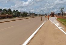 Instalação de pórticos na BR-163/MT exige atenção redobrada dos usuários, em Sorriso Instalação de pórticos na BR-163/MT exige atenção redobrada dos usuários, em Sorriso