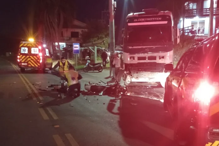 Acidente entre carreta e moto deixa motoqueiro morto, na BR-101/SC