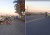 Carreta com tubos de aço tomba na BR-101/RJ e interdita a via, em Campos Carreta com tubos de aço tomba na BR-101/RJ e interdita a via, em Campos