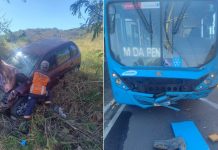 Motorista morre em colisão, entre carro e ônibus, na Rodovia Serafim Derenzi, em Vitória (ES)