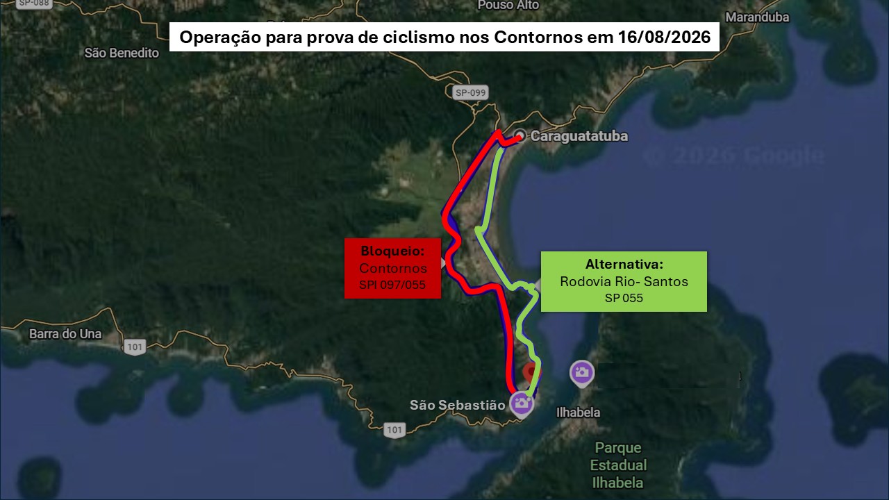 Contornos Norte e Sul da Tamoios serão fechados, neste domingo (16), para prova de ciclismo