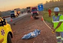 Motoqueiro morre e filho fica ferido em acidente rodovia BR-163, em Sorriso, no interior do Estado do Mato Grosso.