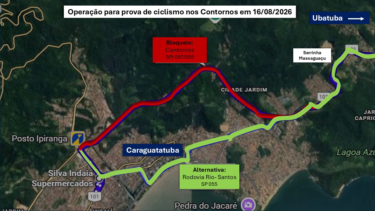 Contornos Norte e Sul da Tamoios serão fechados, neste domingo (16), para prova de ciclismo