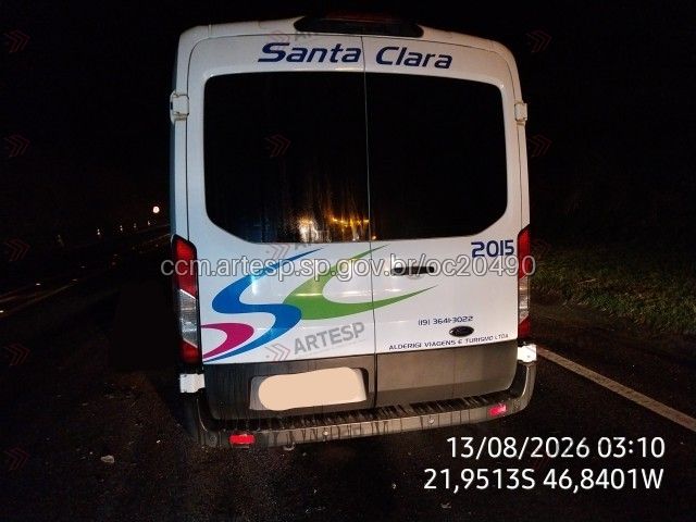 Van atropela bovino na SP-344 e deixa um ferido, em São João da Boa Vista