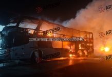 Ônibus da Juliano Transportes com 48 multas pega fogo na Via Anhanguera, em Limeira (SP)