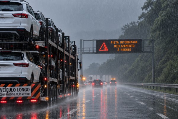 Chuva extrema muda mapa de risco das rodovias e exige nova lógica para transporte de veículos Chuva extrema muda mapa de risco das rodovias e exige nova lógica para transporte de veículos