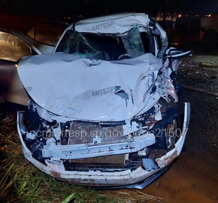 Acidente entre carro e caminhão na SP-257 deixa uma pessoa morta, em Santa Lúcia