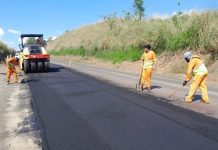 Reciclagem do pavimento da rodovia BR-262/MG altera o tráfego, em Araxá